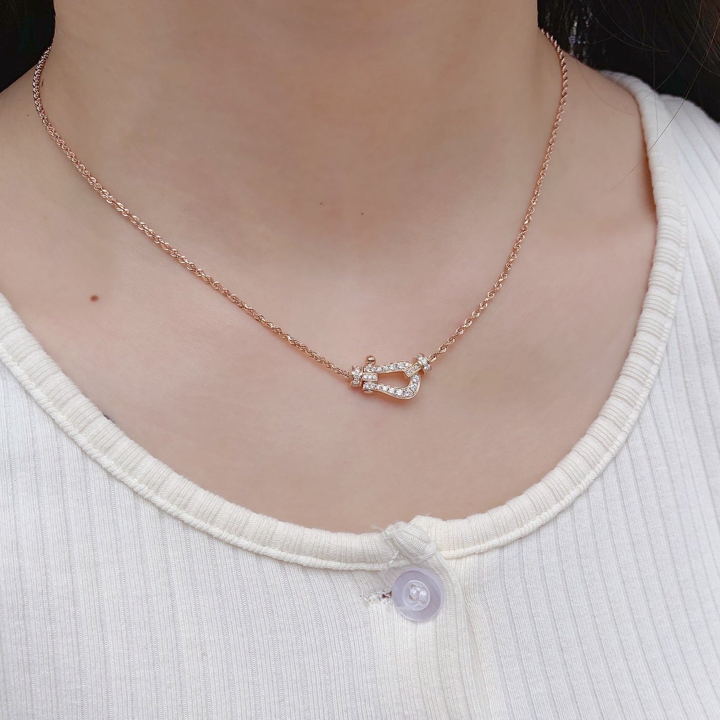 FRED FORCE 10 PINK GOLD DIAMOND NECKLACE