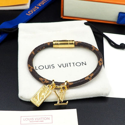 18K Louis Vuitton NBA Hang It Leather Bracelet