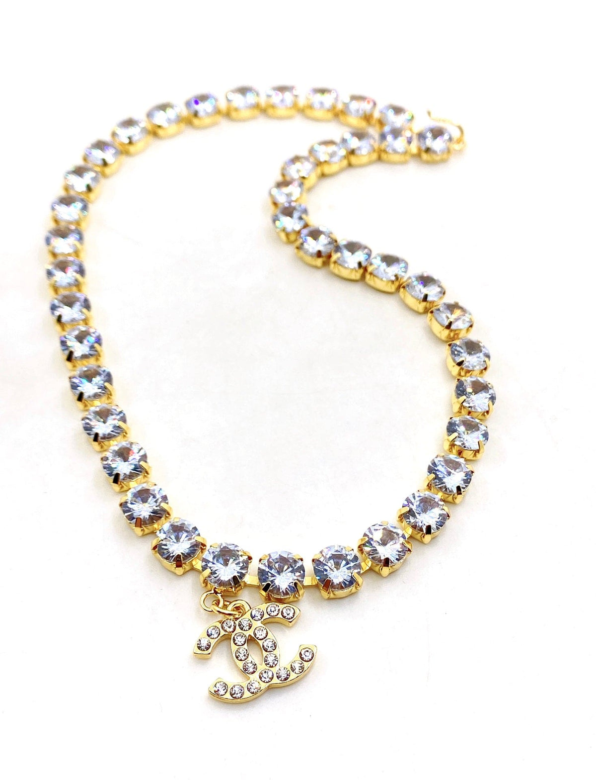 18K  Chanel Crystals Chain Necklace