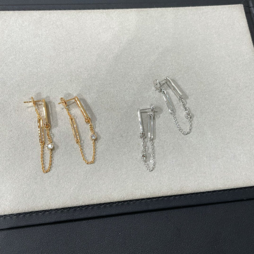 HERMES CHAINE CHAOS DIAMOND DROP EARRINGS