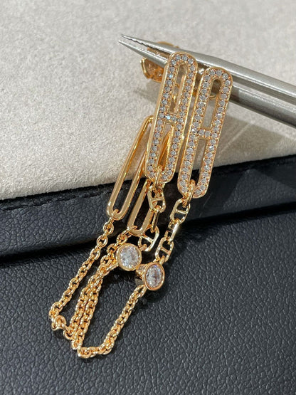 HERMES CHAINE CHAOS DIAMOND DROP EARRINGS