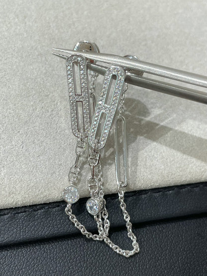 HERMES CHAINE CHAOS DIAMOND DROP EARRINGS