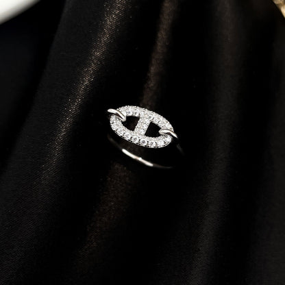 HERMES RONDE SMALL SILVER DIAMOND RING