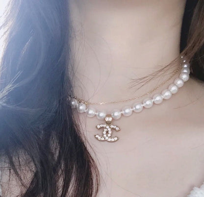 18K  Chanel Diamonds Pearls Necklace