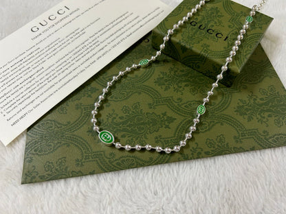 Double Gucci Interlocking Gucci Green Necklace