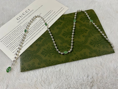 Double Gucci Interlocking Gucci Green Necklace