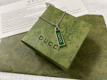 Double Gucci Enamel Pendant Necklace
