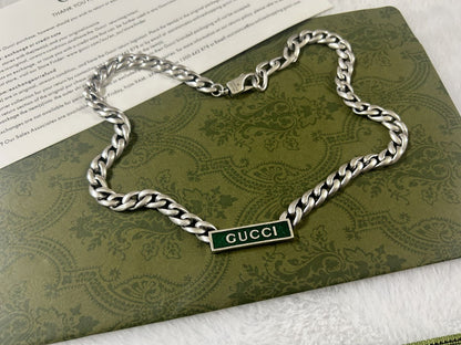 Double Gucci Enamel Chain Necklace