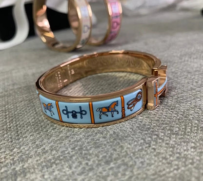 18K Clic Hermes Couvertures Blue Bracelet