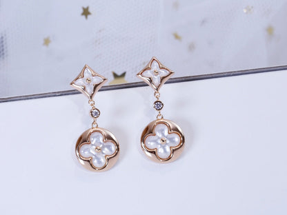 LOUIS VUITTON STAR AND SUN PINK GOLD MOP DROP EARRINGS