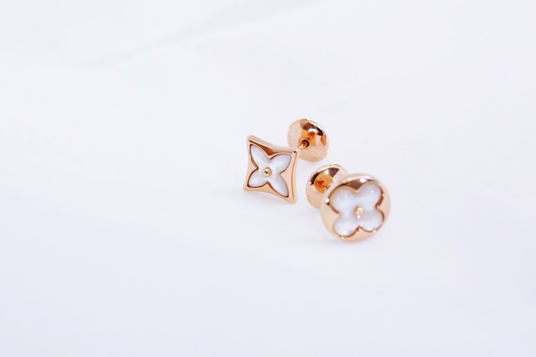 LOUIS VUITTON STAR AND SUN PINK GOLD MOP STUD EARRINGS