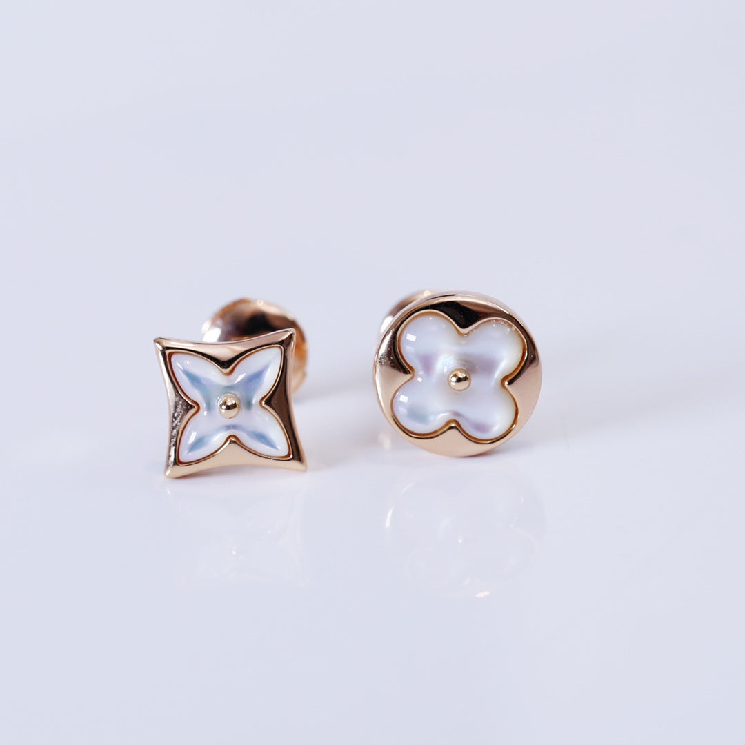 LOUIS VUITTON STAR AND SUN PINK GOLD MOP STUD EARRINGS