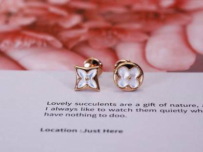 LOUIS VUITTON STAR AND SUN PINK GOLD MOP STUD EARRINGS