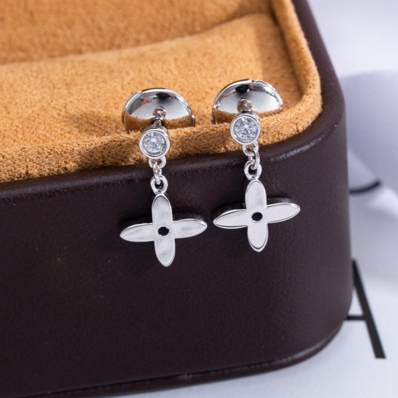 LOUIS VUITTON VIDYLLE SILVER DIAMOND MINI DROP EARRINGS