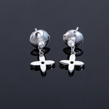 LOUIS VUITTON VIDYLLE SILVER DIAMOND MINI DROP EARRINGS