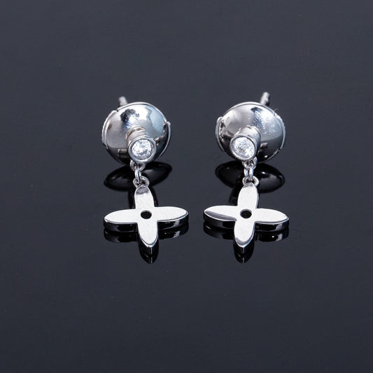 LOUIS VUITTON VIDYLLE SILVER DIAMOND MINI DROP EARRINGS