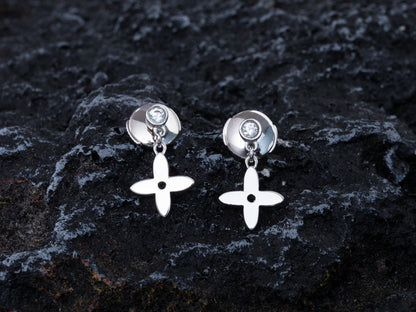LOUIS VUITTON VIDYLLE SILVER DIAMOND MINI DROP EARRINGS