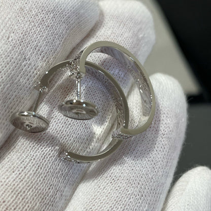 CARTIER LOVE DIAMOND SILVER HOOP EARRINGS