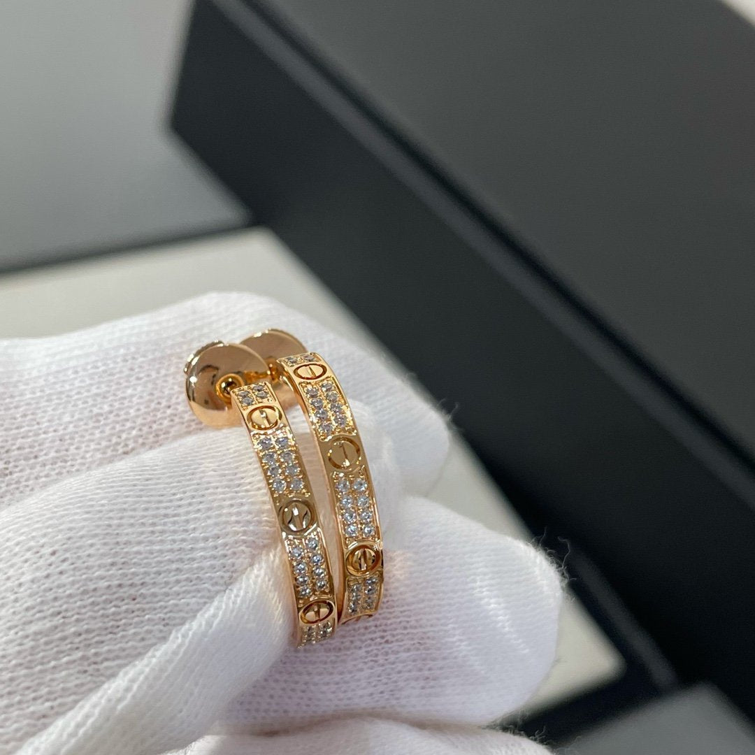 CARTIER LOVE DIAMOND PINK GOLD HOOP EARRINGS