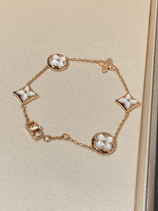 LOUIS VUITTON STAR AND SUN 5 MOTIF MOP PINK GOLD BRACELET