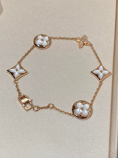 LOUIS VUITTON STAR AND SUN 5 MOTIF MOP PINK GOLD BRACELET