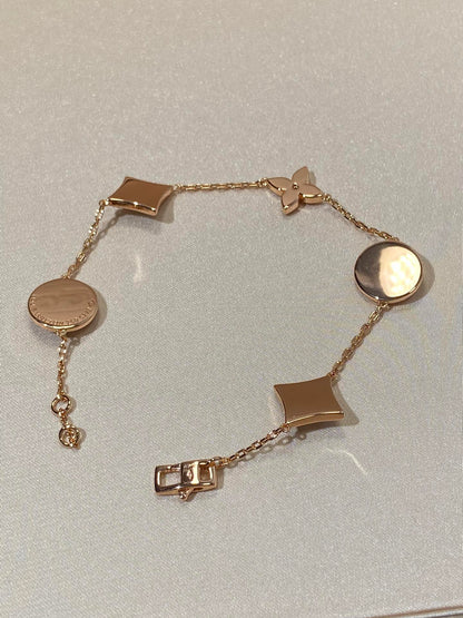 LOUIS VUITTON STAR AND SUN 5 MOTIF MOP PINK GOLD BRACELET