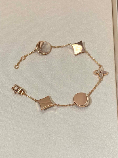 LOUIS VUITTON STAR AND SUN 5 MOTIF MOP PINK GOLD BRACELET