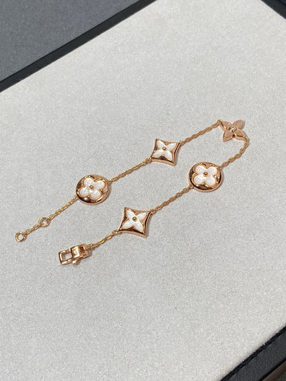 LOUIS VUITTON STAR AND SUN 5 MOTIF MOP PINK GOLD BRACELET