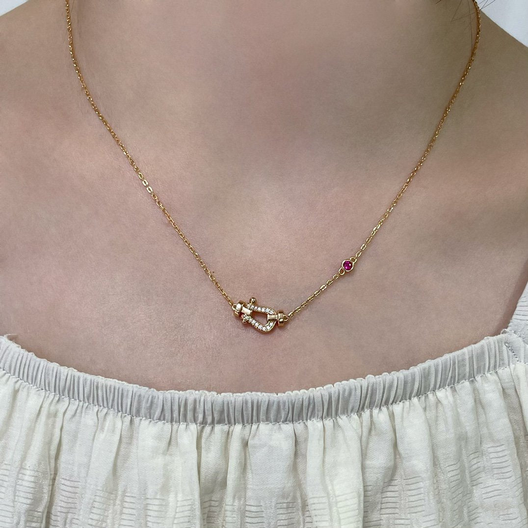 FRED FORCE 10 DIAMOND PINK GOLD NECKLACE