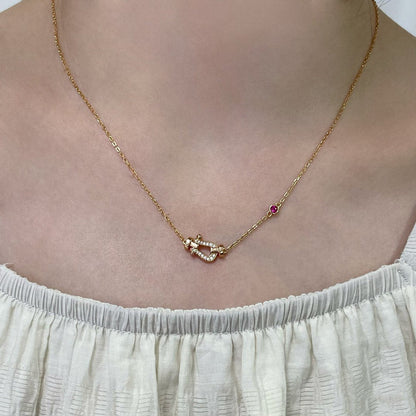 FRED FORCE 10 DIAMOND PINK GOLD NECKLACE