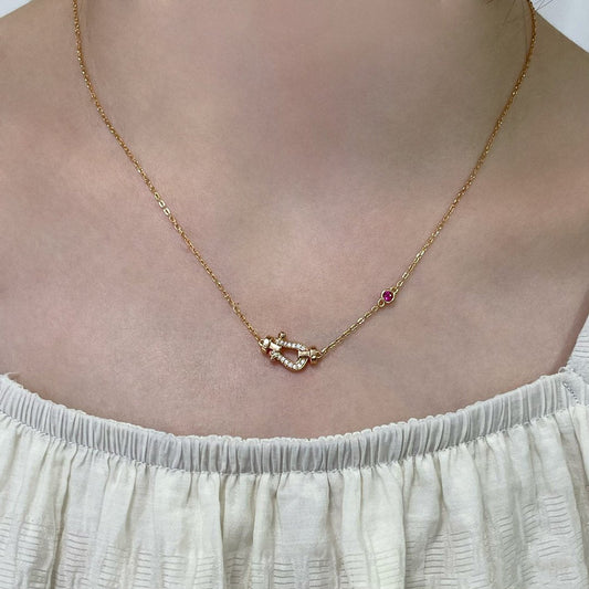 FRED FORCE 10 DIAMOND PINK GOLD NECKLACE