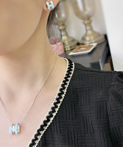 HERMES POP H SKY BLUE STUD EARRINGS