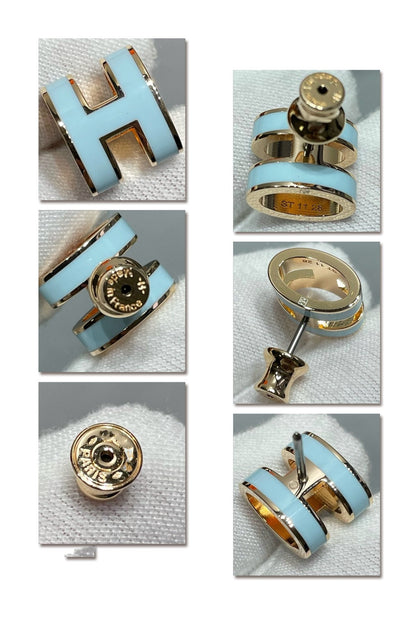 HERMES POP H SKY BLUE STUD EARRINGS
