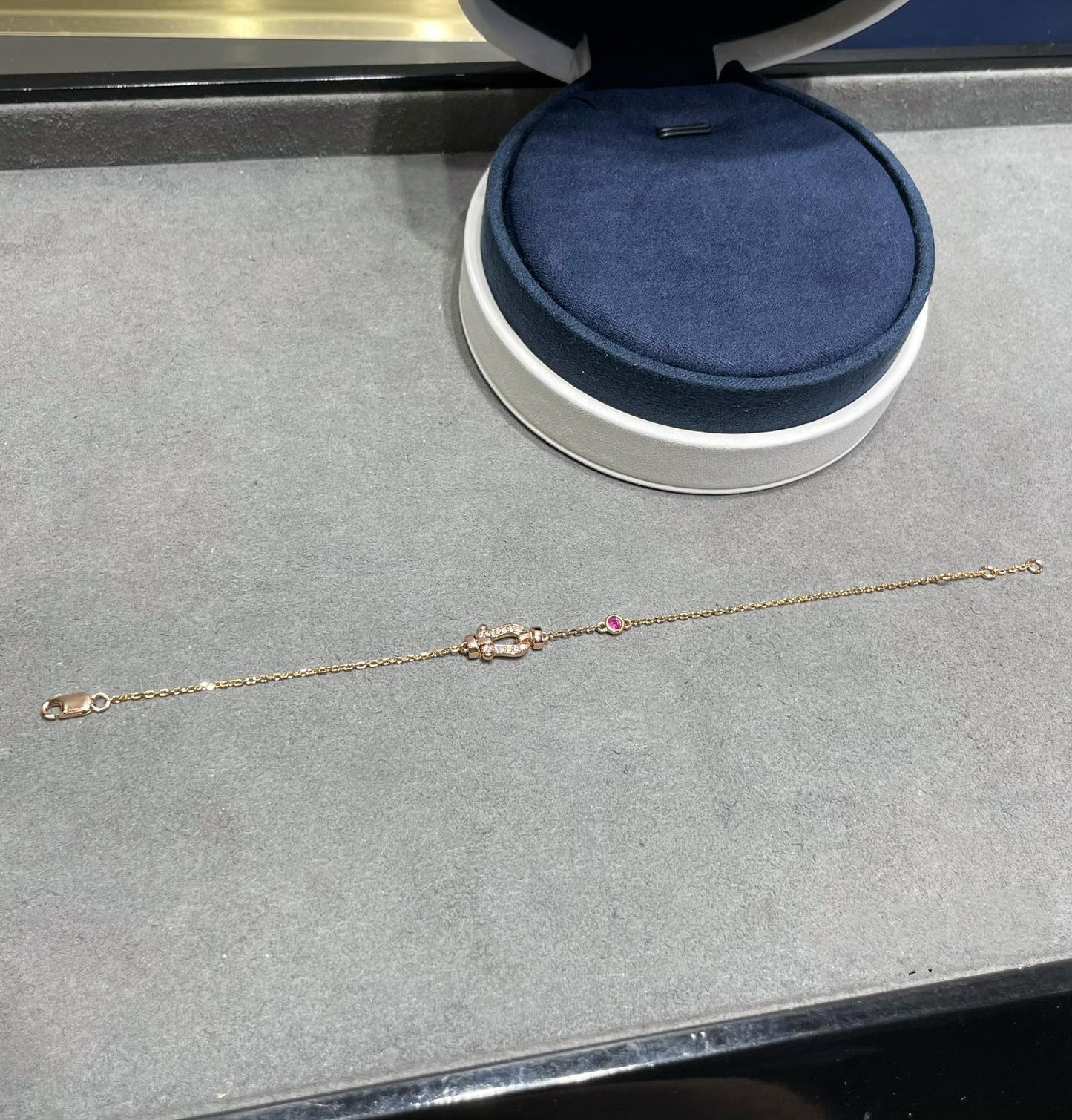 FRED FORCE 10 DIAMOND CHAIN LINK PINK GOLD BRACELET