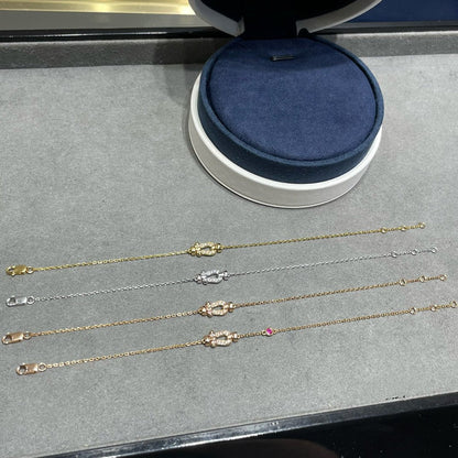 FRED FORCE 10 DIAMOND CHAIN LINK PINK GOLD BRACELET