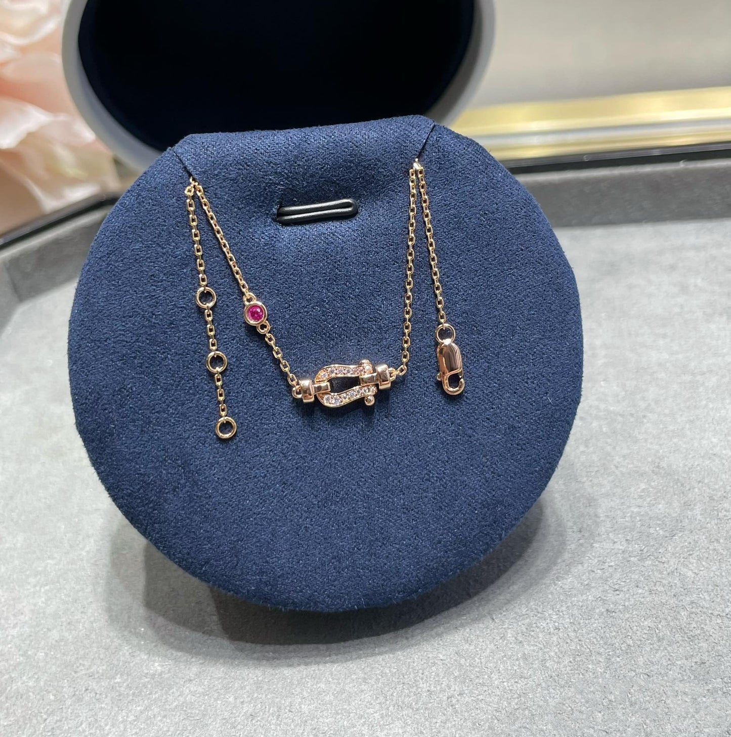 FRED FORCE 10 DIAMOND CHAIN LINK PINK GOLD BRACELET