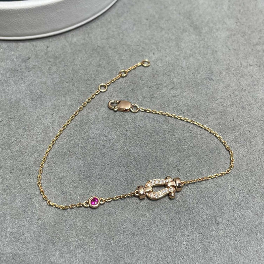 FRED FORCE 10 DIAMOND CHAIN LINK PINK GOLD BRACELET