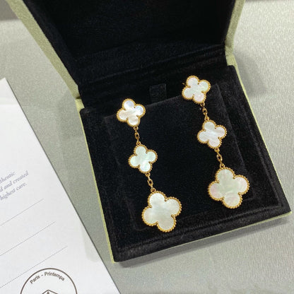 VCA CLOVER MOP 3 MOTIFS GOLD EARRINGS