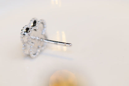 VCA CLOVER MINI TURQUOISE SILVER STUD EARRINGS