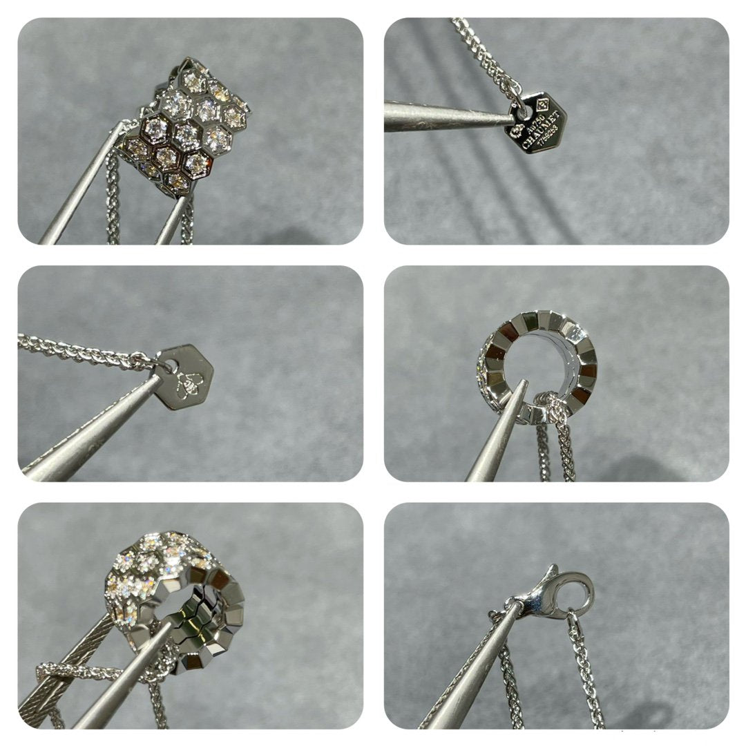 CHAUMET BEE LOVE DIAMOND PAVED 3 ROW NECKLACE