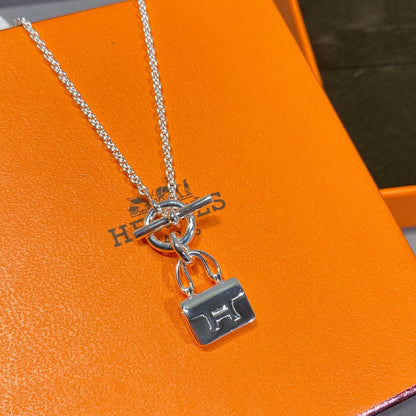 HERMES CONSTANCE PEDANT SILVER NECKLACE