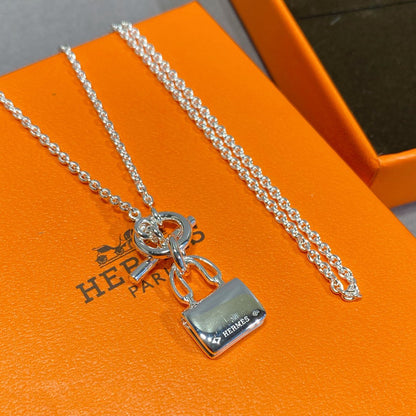 HERMES CONSTANCE PEDANT SILVER NECKLACE
