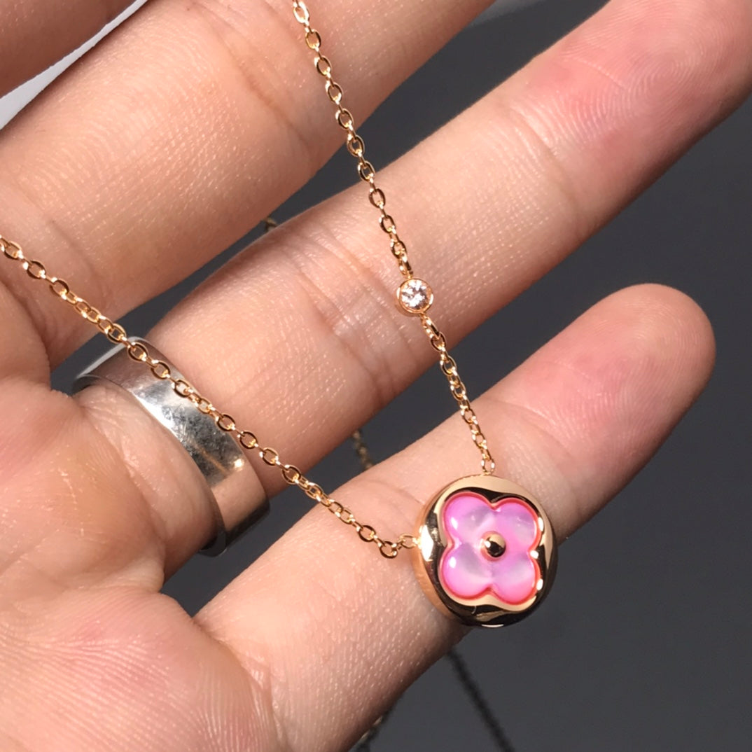 LOUIS VUITTON COLOR BLOSSOM PINK MOP SUN GOLD NECKLACE