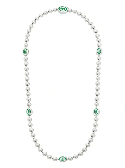Double Gucci Interlocking Gucci Green Necklace