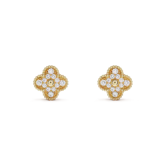 VCA CLOVER MEDIUM 1 MOTIFS FUll DIAMOND EARRINGS