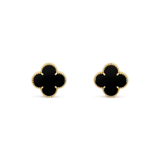 VCA CLOVER MEDIUM 1 MOTIFS ONYX STUD EARRINGS