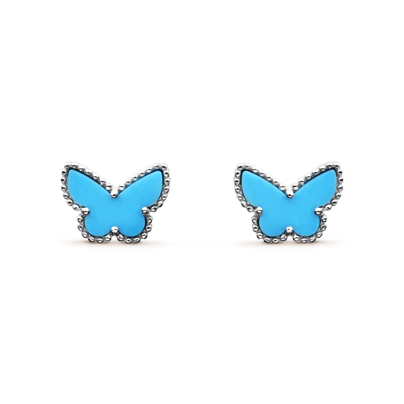 VCA BUTTERFLY TURQUOISE EARRINGS SILVER