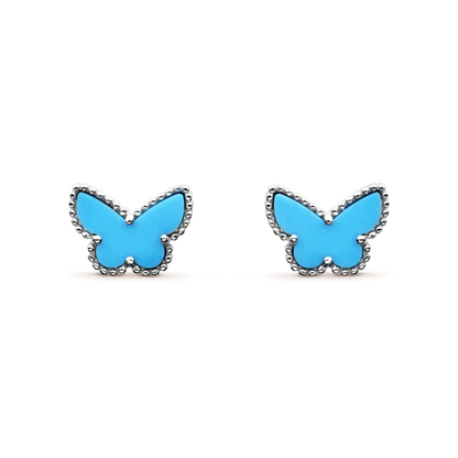 VCA BUTTERFLY TURQUOISE EARRINGS SILVER