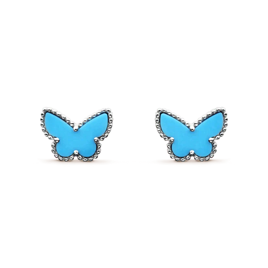 VCA BUTTERFLY TURQUOISE EARRINGS SILVER