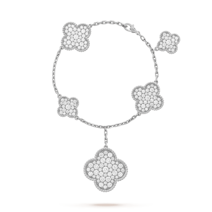 VCA CLOVER 6 MOTIFS SILVER DIAMOND BRACELET